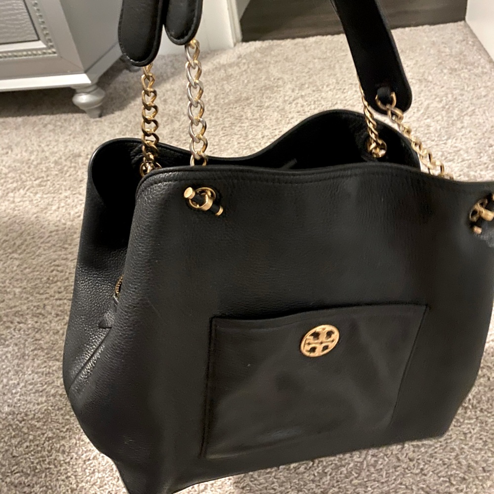 Tory Burch Black and Gold Shoulder Bag